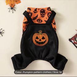 Dog Pumpkin Hallowen Outfit Overalls Spooky Pjs 