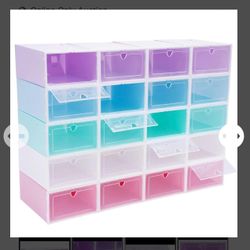 🌈👟20-Pack Stackable Plastic Shoe Storage Boxes - NEW