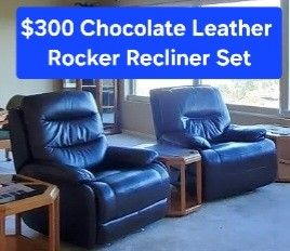 Chocolate Leather Recliner Set
