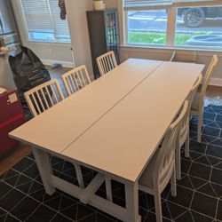 6 Seat White Dining Table (IKEA Nordviken) Extendable