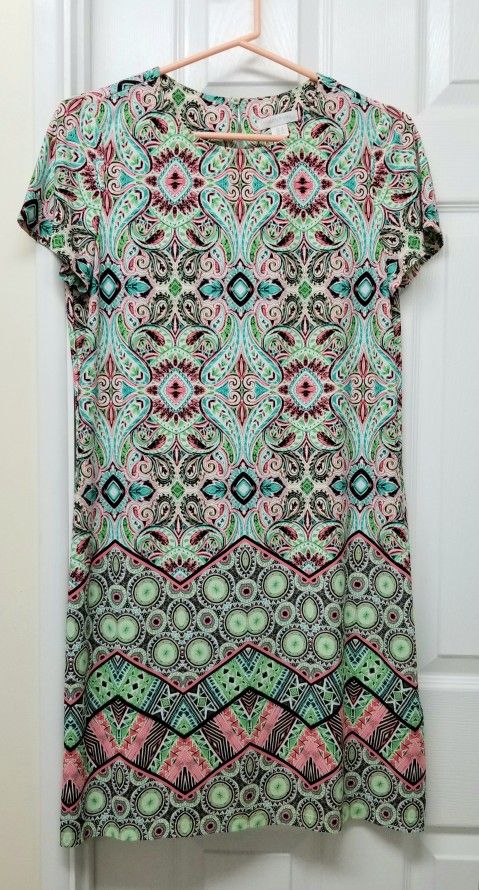Womens Multicolor Tunic Dress Sz 8