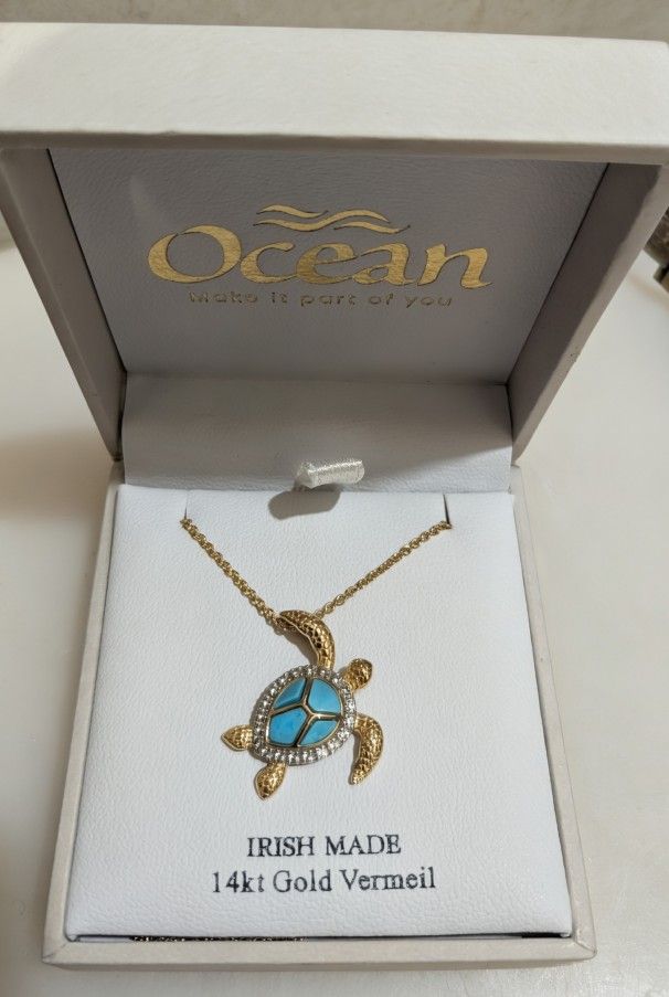 14kt Gold Vermeil Sea Turtle Necklace