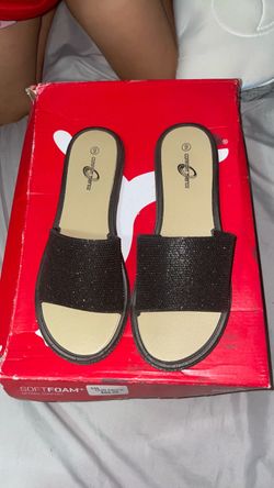 Black sparkle slides