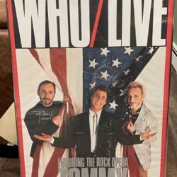1990 The Who Live 3x Signed Poster Entwhistle, Townshend, Daltrey