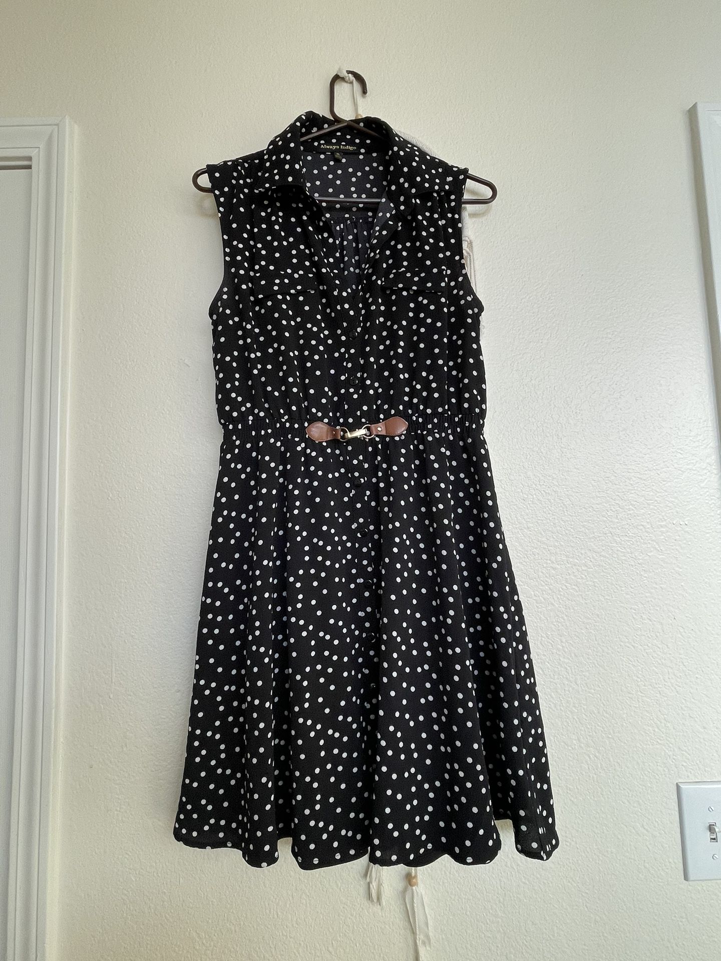 Black/White Polka For Dress Sleeveless