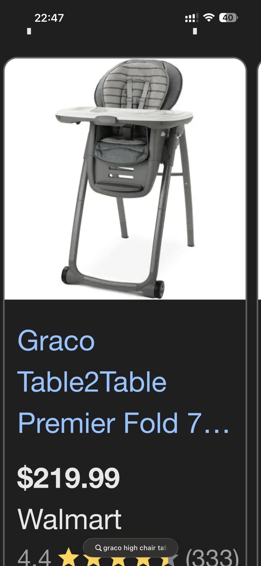Graco Highchair Gray