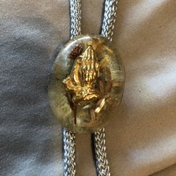 Vintage bolo Tie With gold praying hands