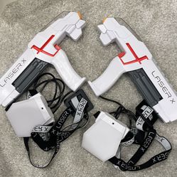 Laser X Laser Tag 2Player Set Blaster Guns W/Chest Targets. Signs of use works