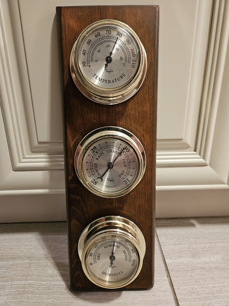 Taylor Vintage Springfield Instrument Barometer, Thermometer, Humidity Gauges