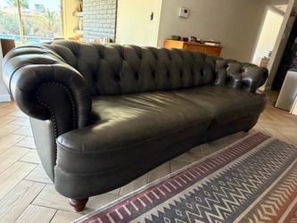 Black Leather Chesterfield Sofa