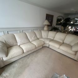 Leather Sectional Couch -Off White 