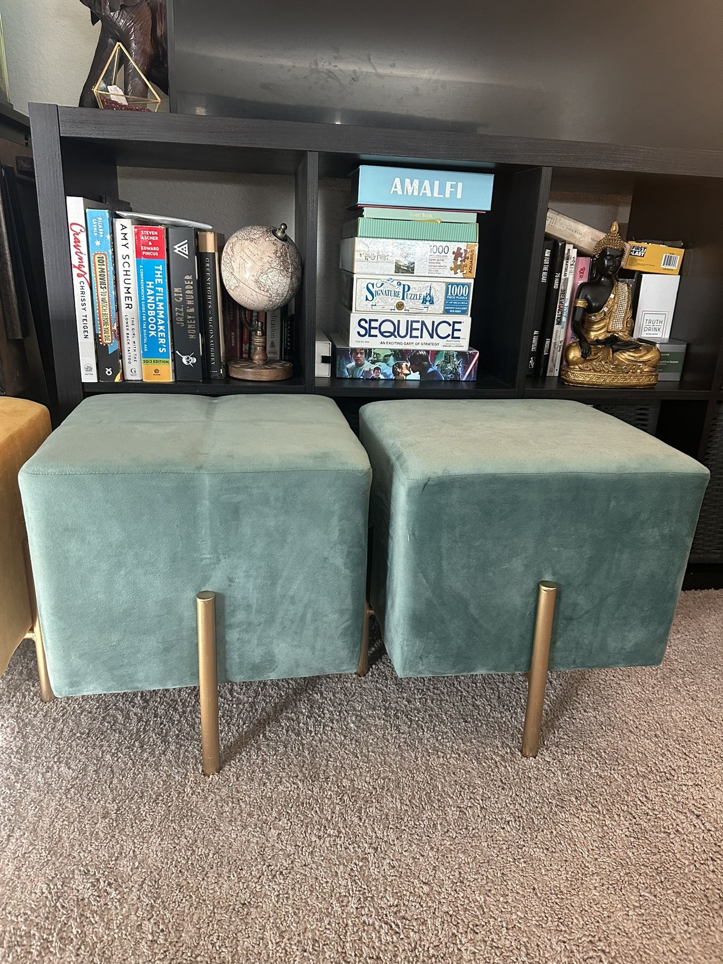Velvet Ottoman Stool Set of 2