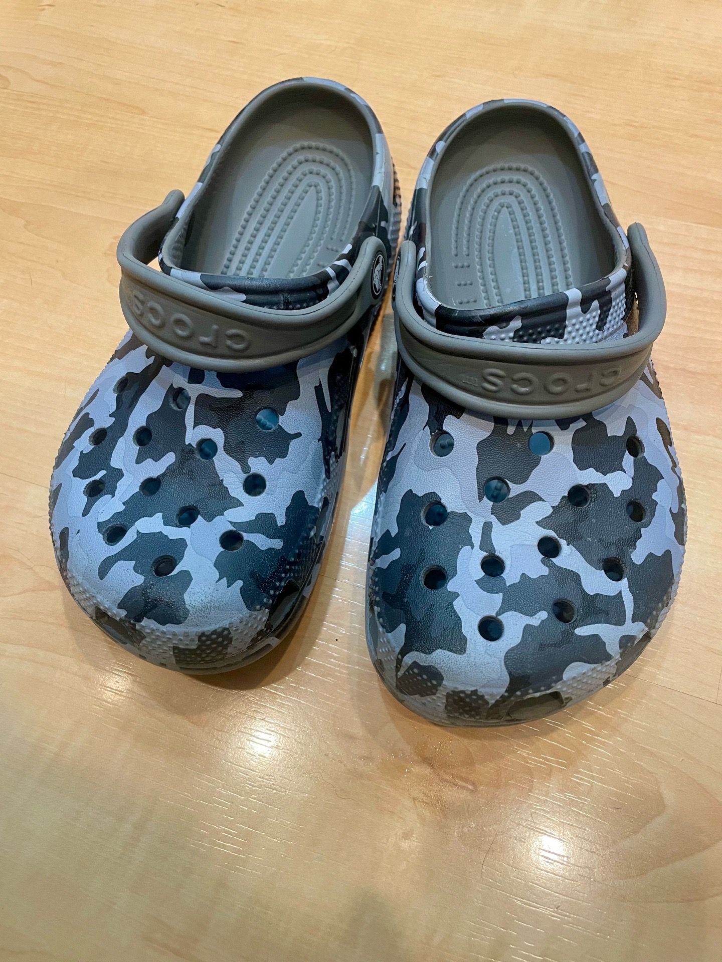 Boys Grey Camo Crocs