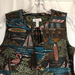 Denim & Co. Printed Perfect Jersey Tank with Tassle Trim