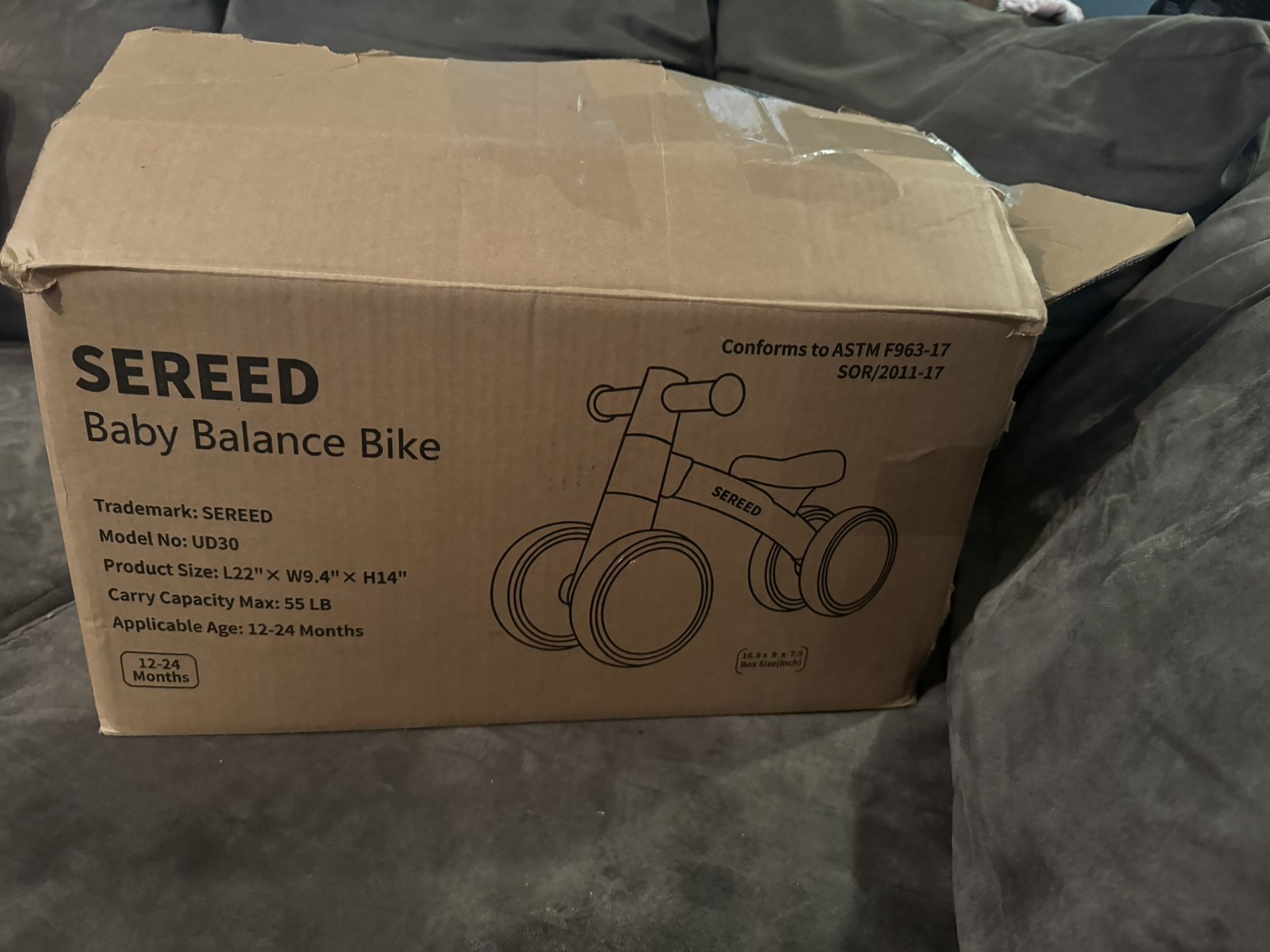 SEREED Colorful Lighting Baby Balance Bike, Toys for 1 Year Old Boys Girls, 12-24 Month Toddler Balance Bike with 4 Silence Wheels, First Birthday Gif