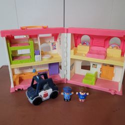 Fisher Price Little People Surprise & Sounds House With Police Car & Police Woman & Child