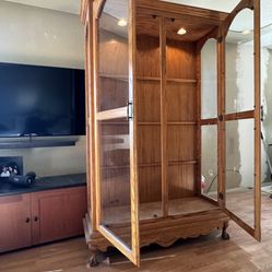 Cabinet, Wooden With Glass Shelves 