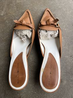 Bandolino Brown Leather Slides Kitten Heels