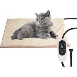 NICREW Cat Heating Pad, Temperature Adjustable with Auto Shut Off Timer, Indoor 17.7 x 15.7 Inches, 