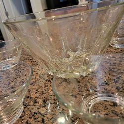 Princess House Crystal  Salad  Bowl And 5 Salad Dishes Original  Patern Never Used  Perfect  Heavy 