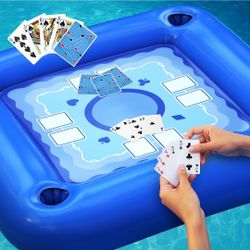 Brand New Floating Table for Pool with Cup Holders – Adult Pool Games with Waterproof Cards – Pool Float Games – Perfect for Party, Snacks, Drinks