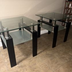 Pair Of Glass Modern End Tables