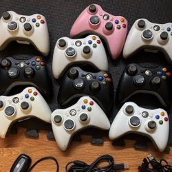 10x Xbox 360 Controllers For Parts 