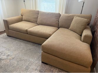Tan, Down Crate & Barrel Couch