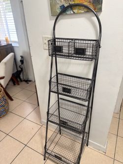 4 tier metal basket stand