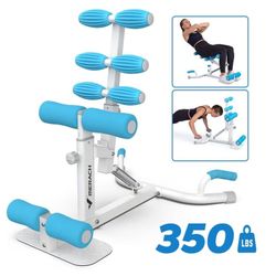 350lbs Capacity Deep Squat Machine for Glutes Workout, Adjustable Glutes Trainer for Home Gym, White&Blue