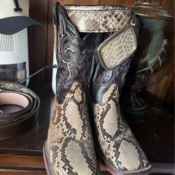 Python skin boots and matching belt