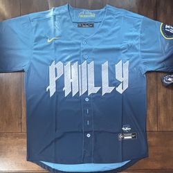 Philadelphia Phillies City Connect Blue Stitched Jersey Adult Medium NWT