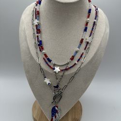 Set of 3 chokers Independence Day, Patriotic jewelry, 4th of July necklace 
