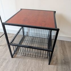 Nightstand/Coffee Table With Metal Storage