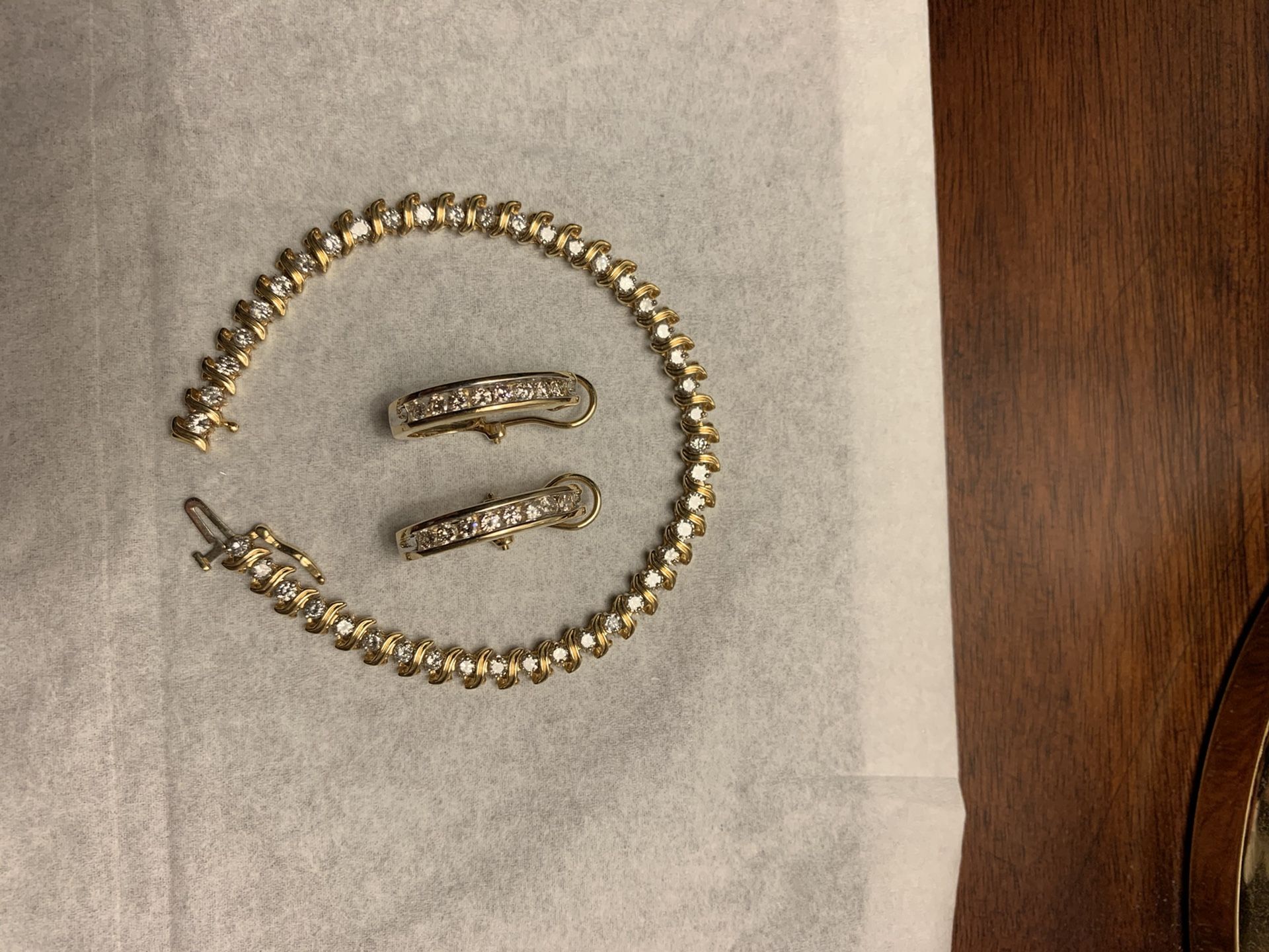 14k earrings and tennis bracelet