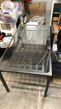 Large rectangular glass top table