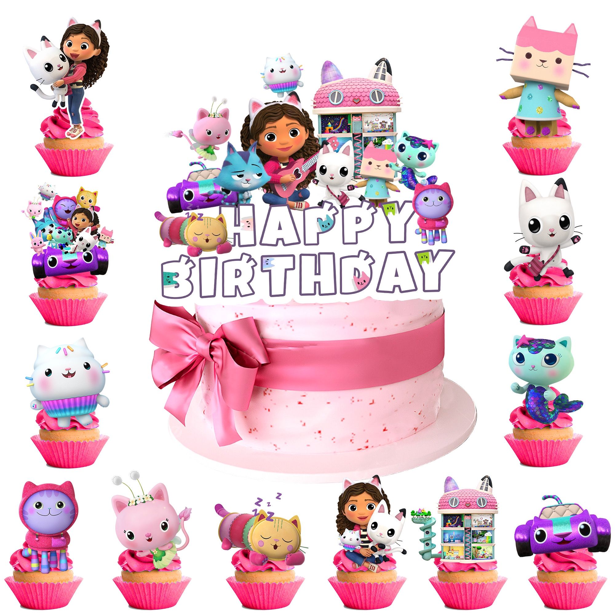 13pcs Cartoon Dollhouse Party Cake Topper (New, Unopened)