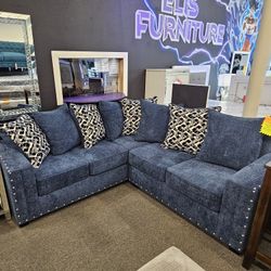 Super Deal Reduce Price Sectional Blue Fabric $1149 FREE LOCAL DELIVERY