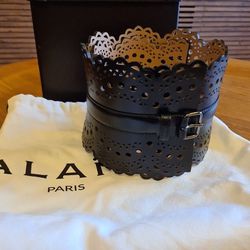 Alaia Laser Cut Leather Wide Waist Belt