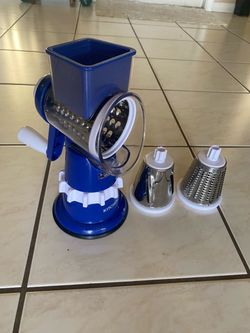 Blue Rotary  Grater with 3 Drum Blades