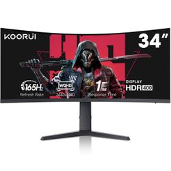 Premium Curved Ultrawide WQHD Monitor 34" 3440x1440 165Hz DisplayPort 1ms