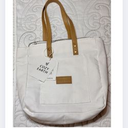 Cozy Earth NWT Tote Bag White Natural Straps Shoulder Bag