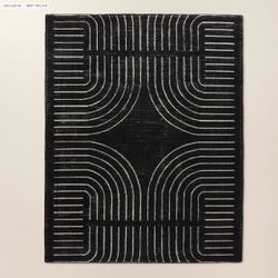 CB2 Asti Black and White Wool Rug 5x8
