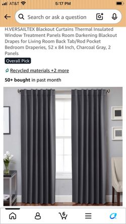 Gray blackout curtains 52x84”