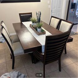 A set of dinning table and chairs