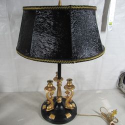 Bouillotte 3 Sea Creatures Candle Holders Two Bulb Brass Table Lamp


