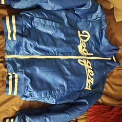 Vintage Officially Licensed Blue LA DODGERS Faux Fur Lined Satin SmallMLB Jacket