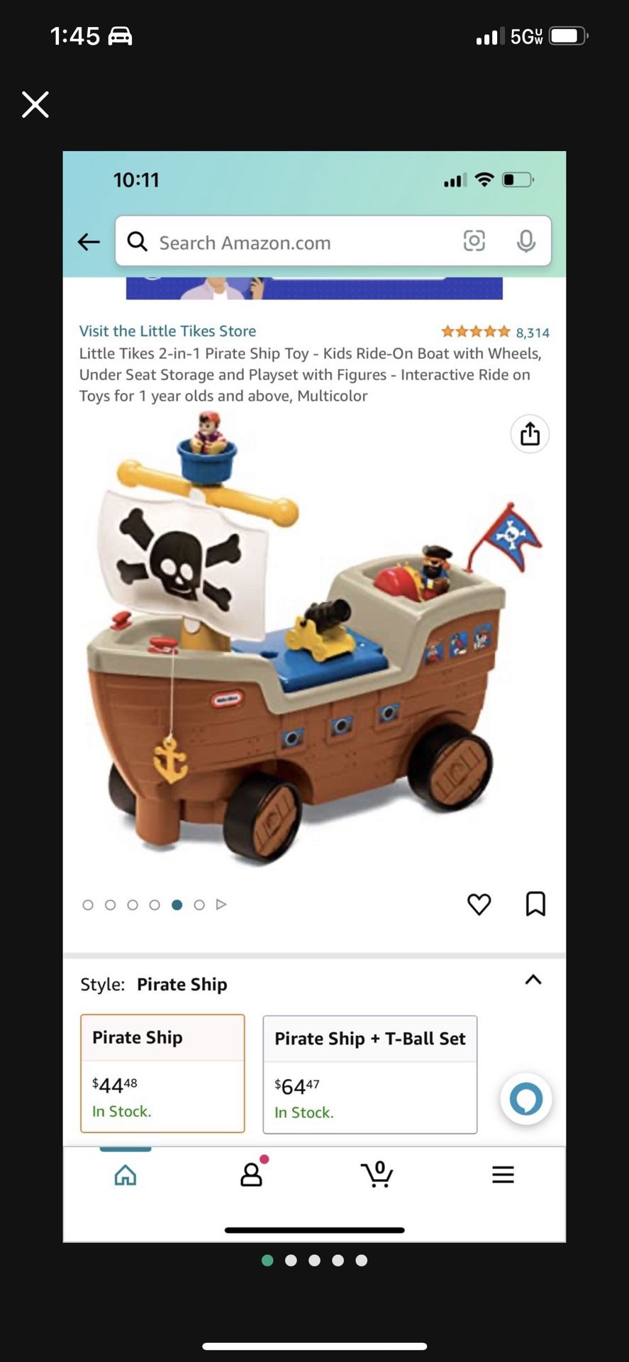 Little Tikes 2-In-1 Pirate Ship Ride-On Toy And Playset - Kids Ride-On Boat With Wheels, Under Seat Storage And Playset With Figures - Interactive Rid