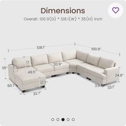Beige Corduroy Sectional