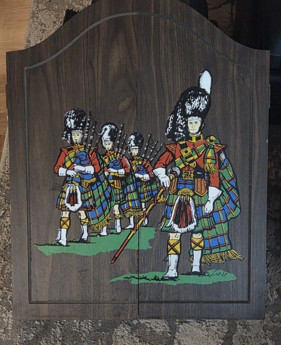 Vintage DART BOARD CUPBOARD DART BOARD INCLUDED